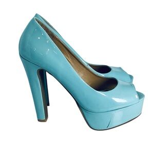 🐳 Street Society Peep-Toe Platform Heels, Size 7.5